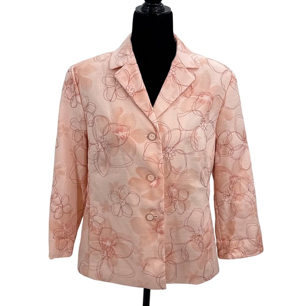 Alfred Dunner Blazer  Tweed Floral print Pink Size 12 P
